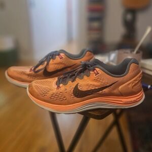 Nike Lunarlon Running Shoes Cushion Athletic Comfort‎ Orange Gray Women's SZ 7.5